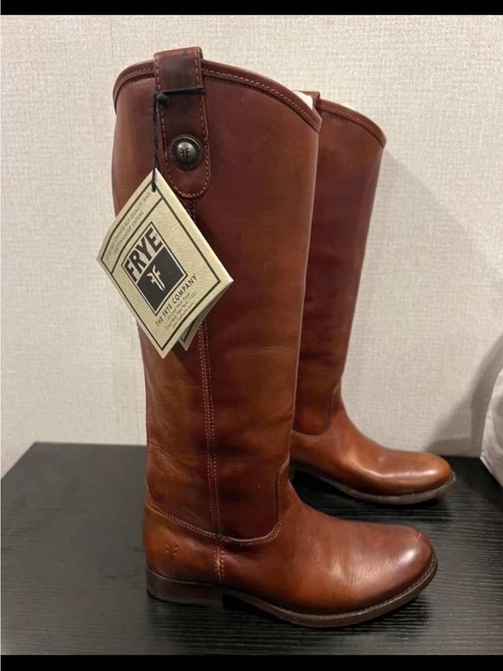 Frye Womens 5.5 B Melissa Boots Button Cognac Leather Tall Riding Boots 77167